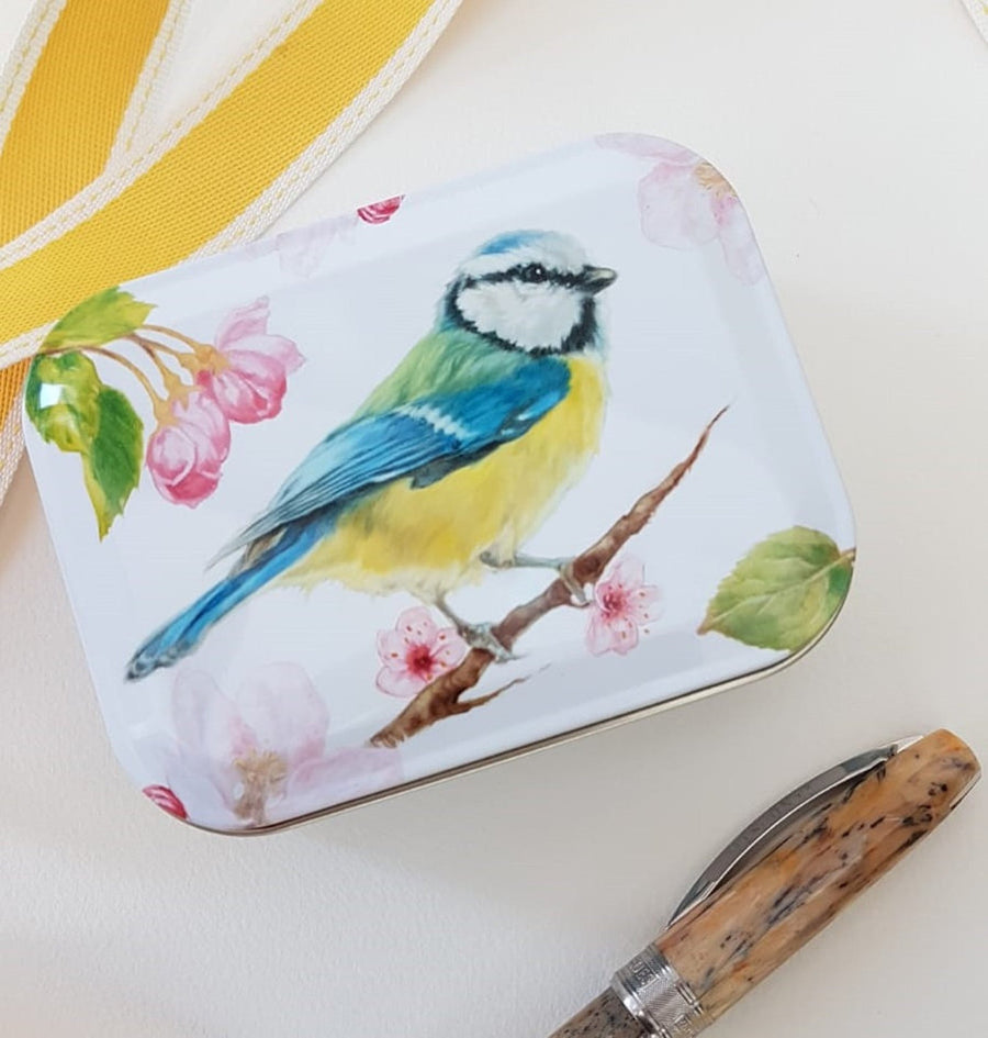 Jo Stockdale Blue Tit Small Rectangular Tin.