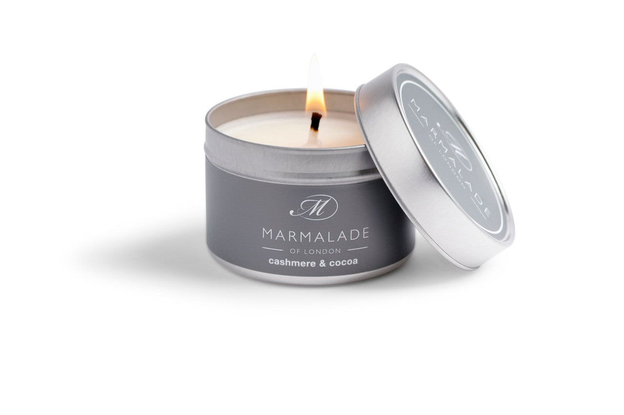Cashmere & Cocoa Small tin Candle from Marmalade of London.