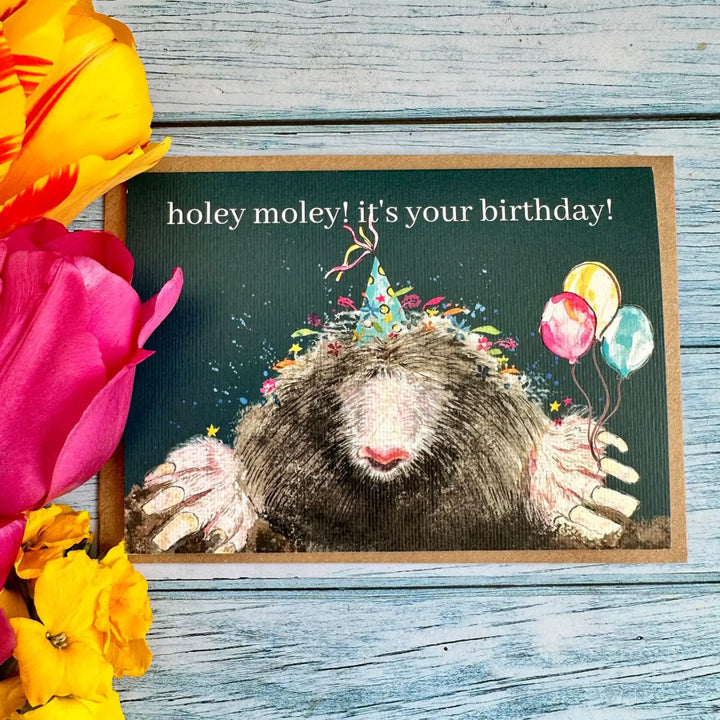 Holey Moley Mole Birthday Eco-card