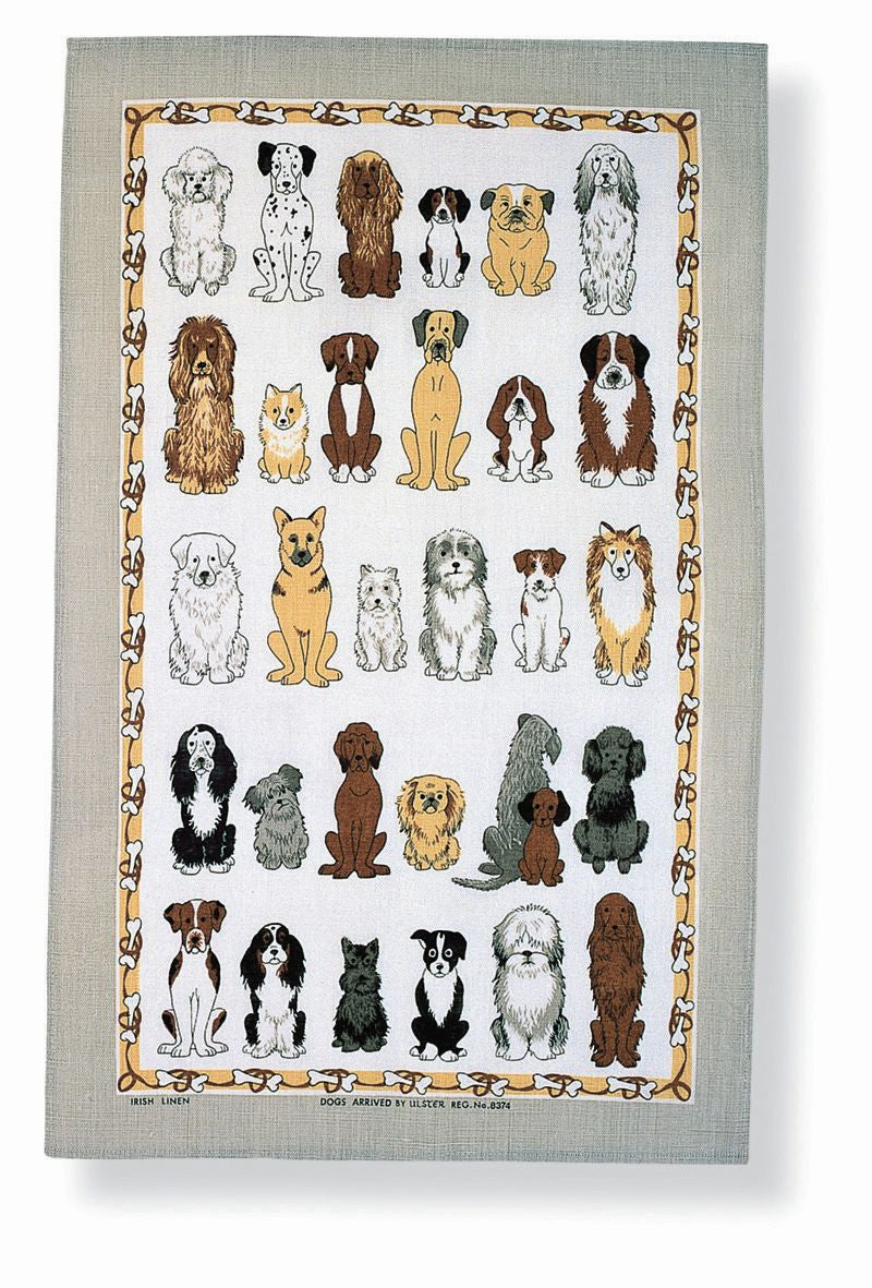 Dogs Arrived 100% Cotton tea towel by Ulster Weavers.