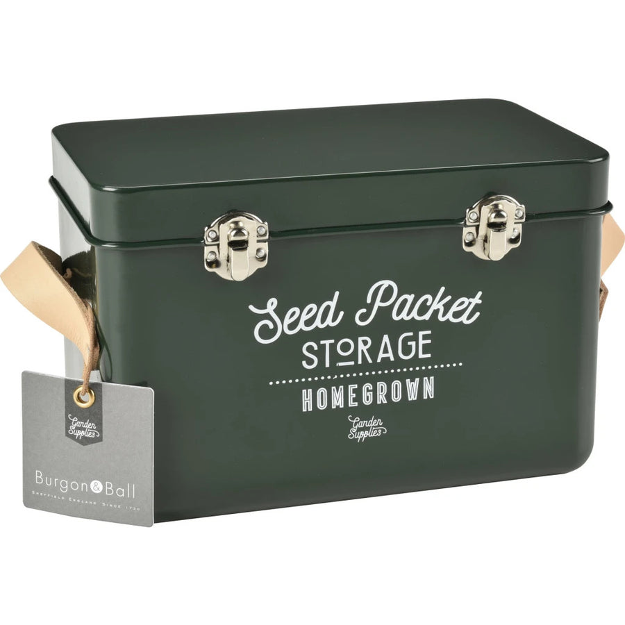 Seed Packet Storage Tin in Frog Green by Burgon & Ball