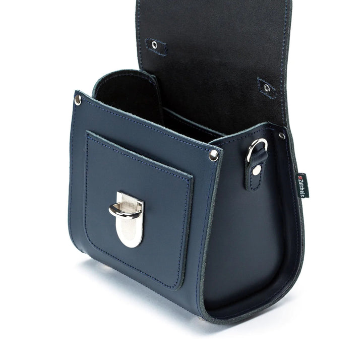 Zatchels Handmade Leather Sugarcube Plus Handbag - Navy