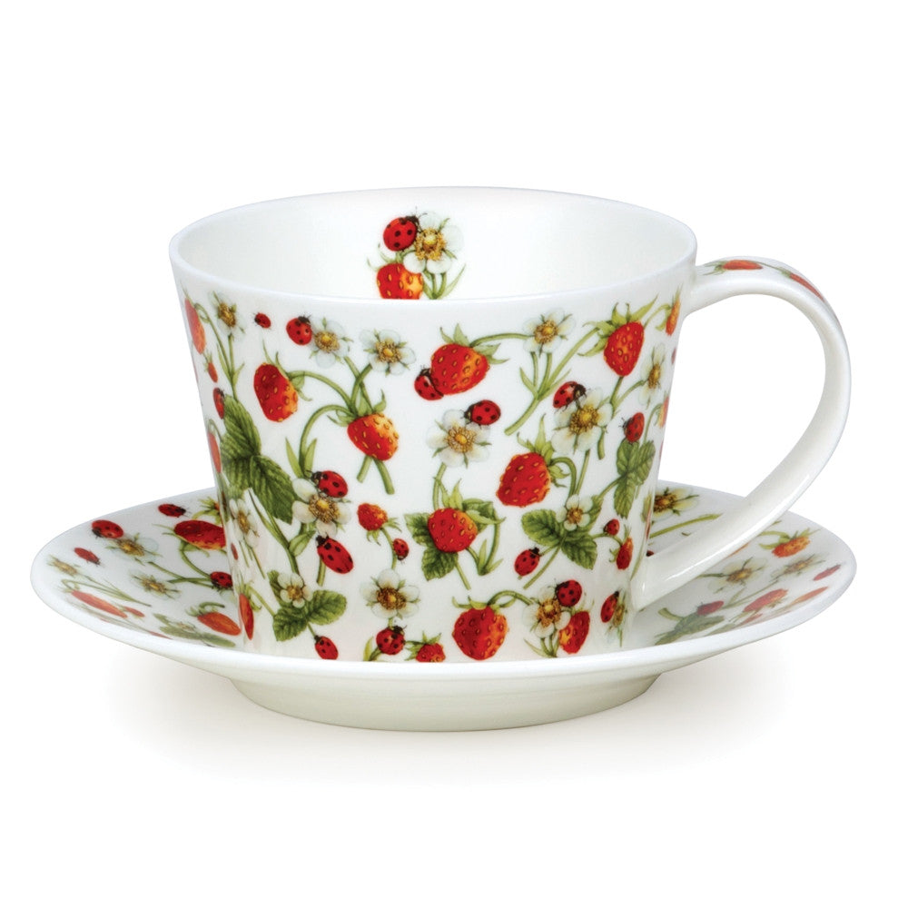 Fine bone china Dunoon Islay Dovedale Strawberry Cup & Saucer