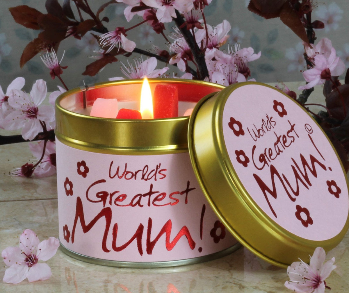 World's Greatest Mum! Scented Candle from Lily-Flame. Handmade in England.
