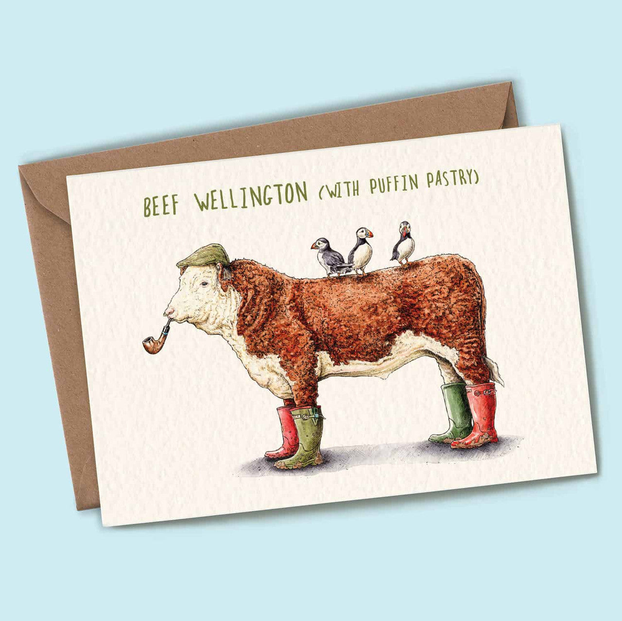 Beef Wellington Greetings Card by Bewilderbeest.