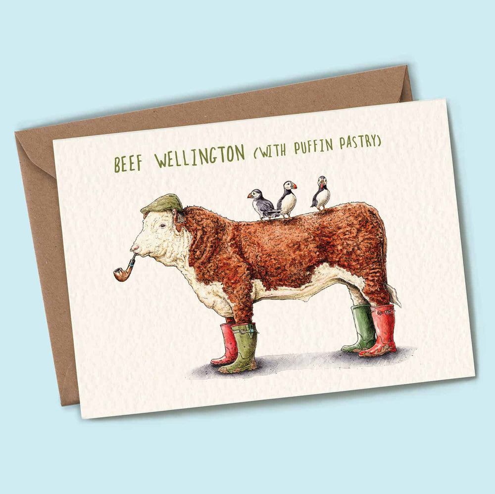 Beef Wellington Greetings Card by Bewilderbeest.