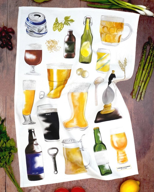2023 Beer Tea Towel by Corinne Alexander.