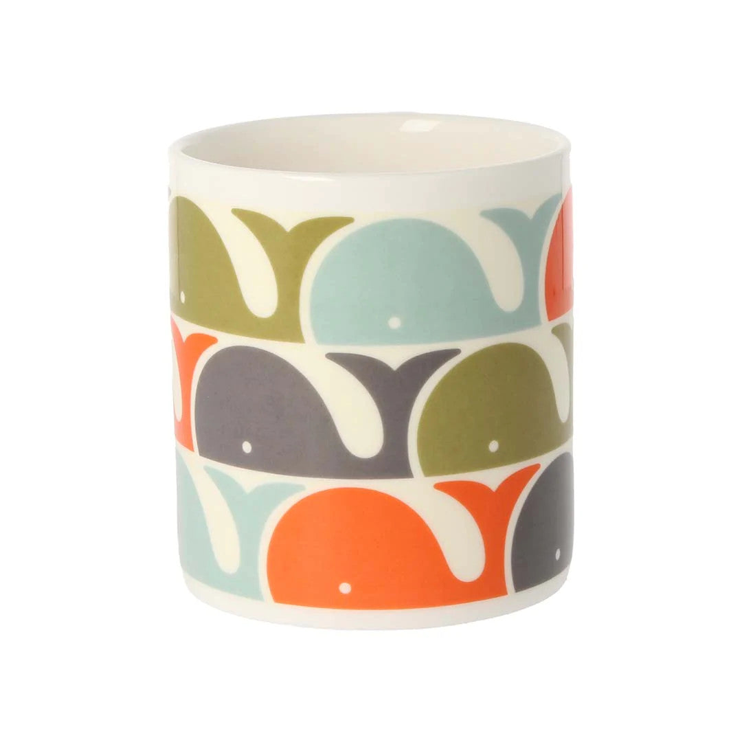Whale Orange Bone China Mug by Orla Kiely