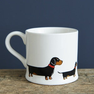 Dachsund pottery mug from Sweet William Designs.