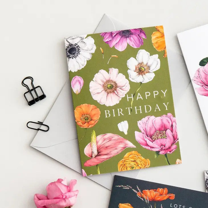 Floral Brights "Happy Birthday" Greeting Card