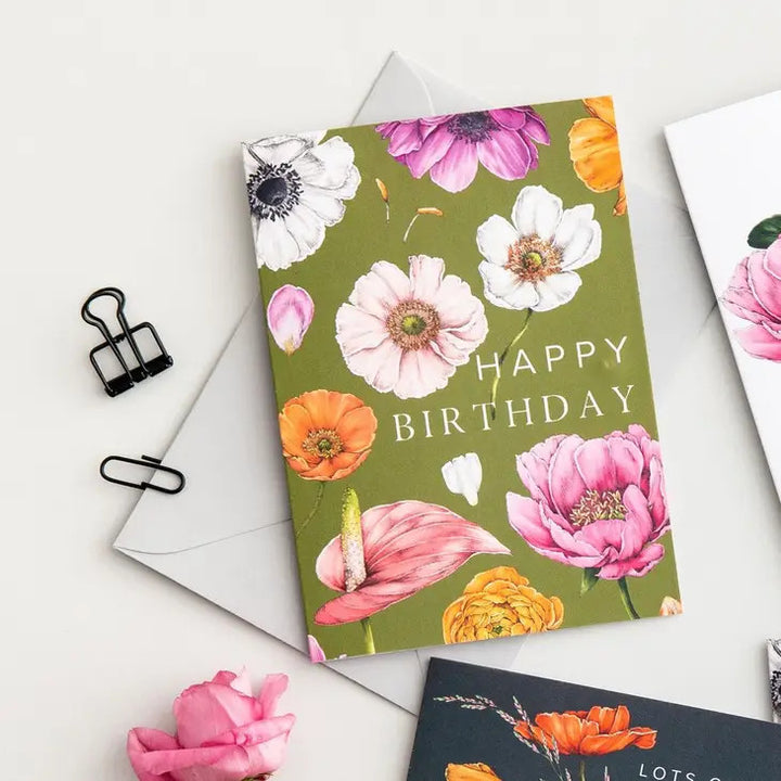 Floral Brights "Happy Birthday" Greeting Card