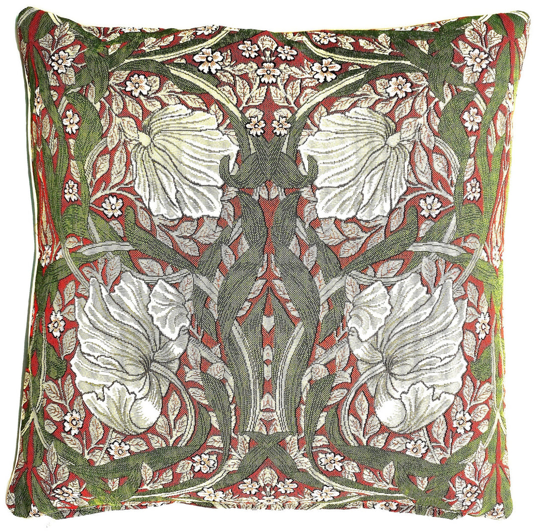 William Morris Pimpernel and Thyme Red Pillow