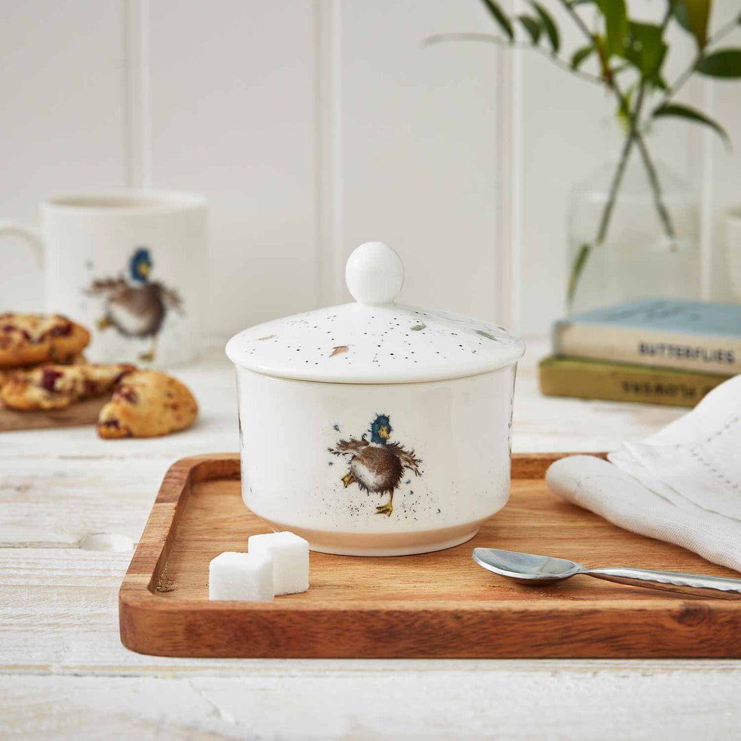 'Waddle Duck' Fine Bone China Covered Sugar pot from Wrendale Designs and Portmeirion