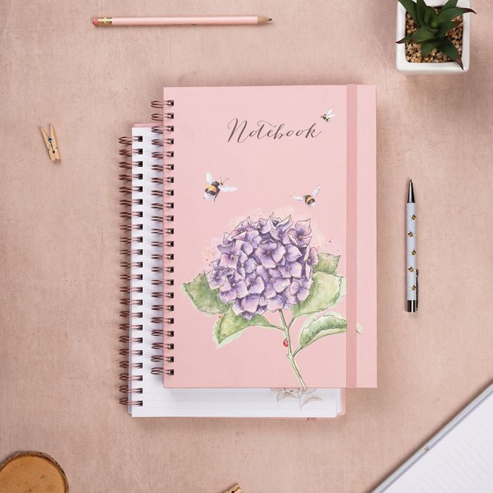 'Hydrangea Bee' Large Spiral Bound Notebook by Wrendale Designs.