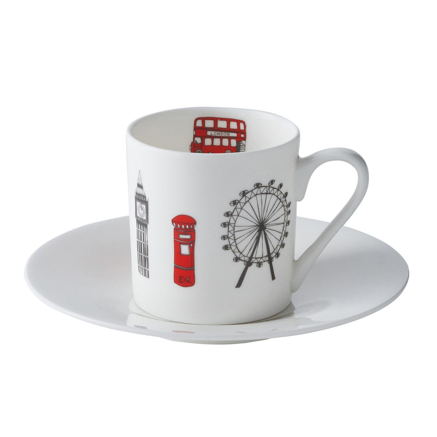 London Skyline Espresso Set of 2 cups and saucers from Victoria Eggs