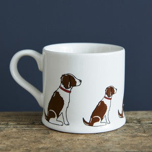 Pottery Springer Spaniel (Liver & White) mug from Sweet William Designs.