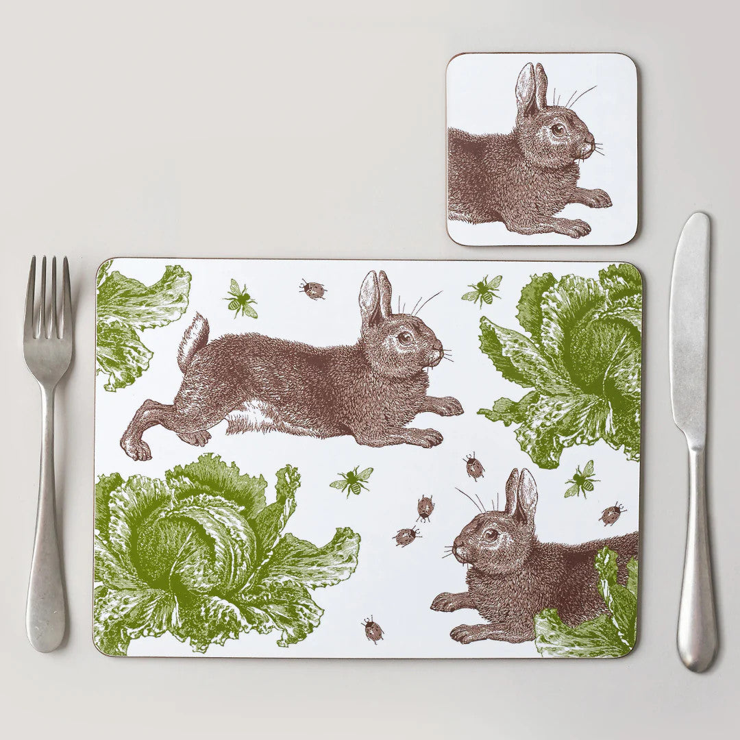 Rabbit & Cabbage Set of 4 Placemats by Thornback and Peel.