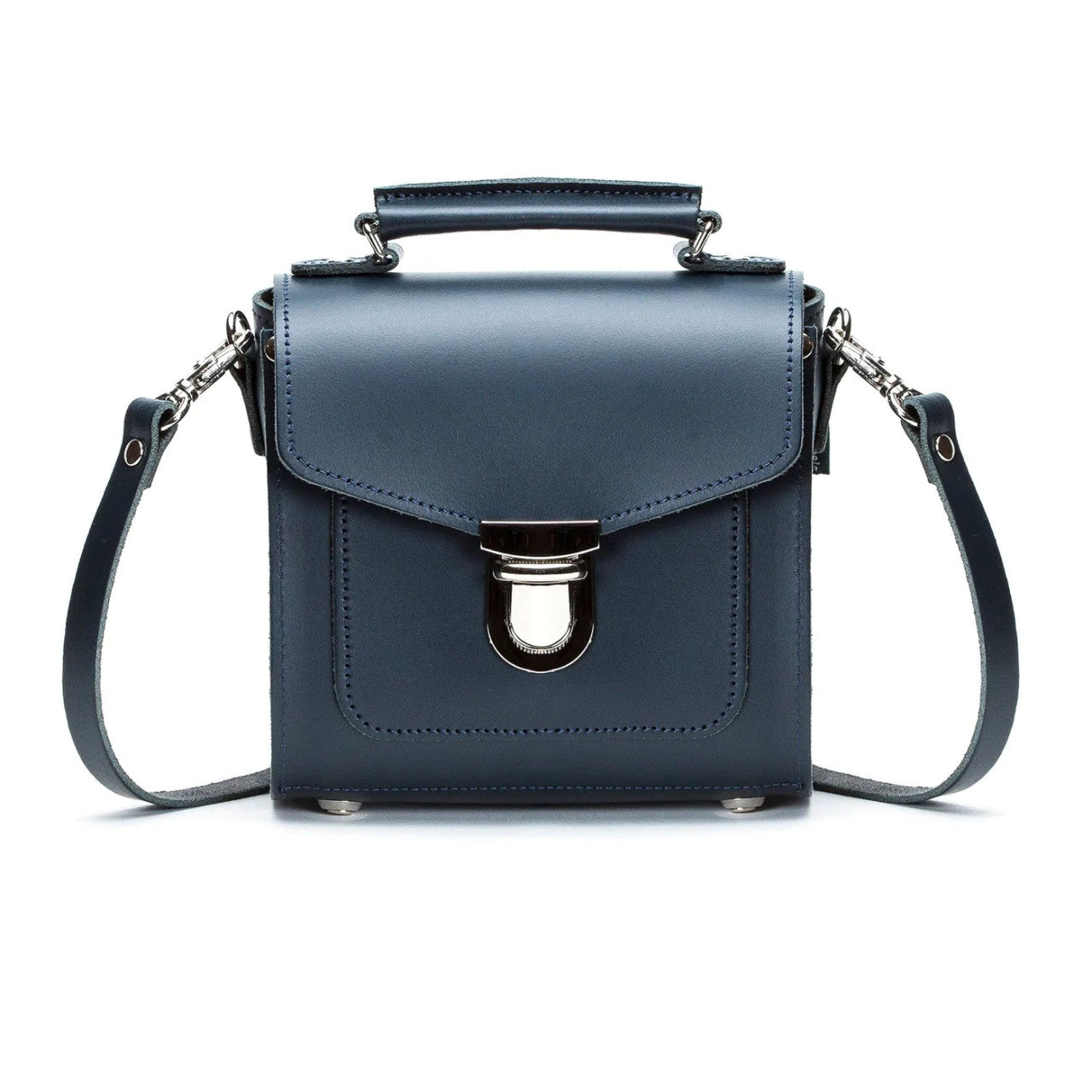 Handmade Leather Sugarcube Navy Small Handbag by Zatchels.