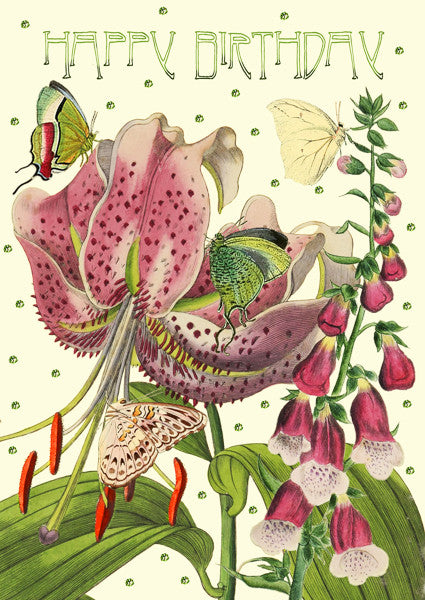 Lily Glitter Birthday Card by Madame Treacle.