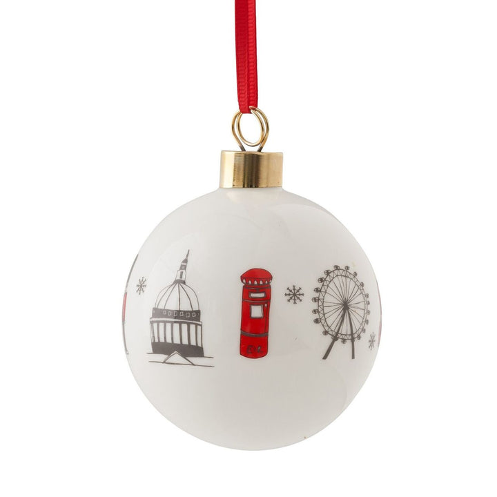 Bone china London Skyline Christmas bauble from Victoria Eggs.