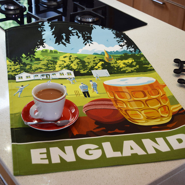 England Beer and Cricket Tea Towel by Town Towels.