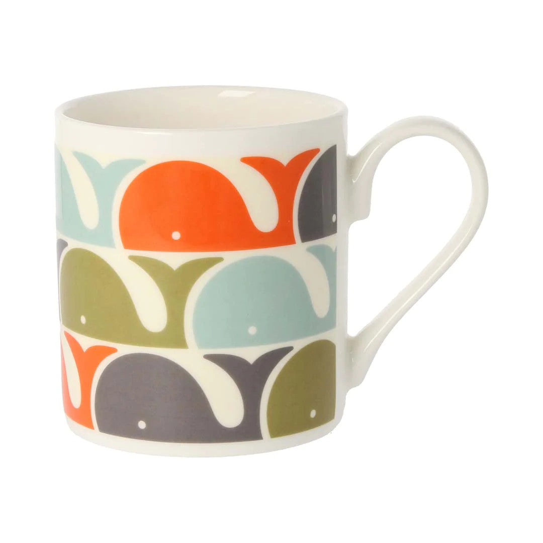 Whale Orange Bone China Mug by Orla Kiely