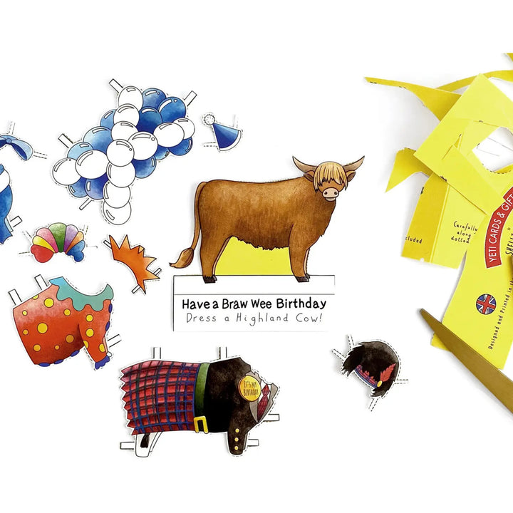 Dress a Highland Cow Birthday Card
