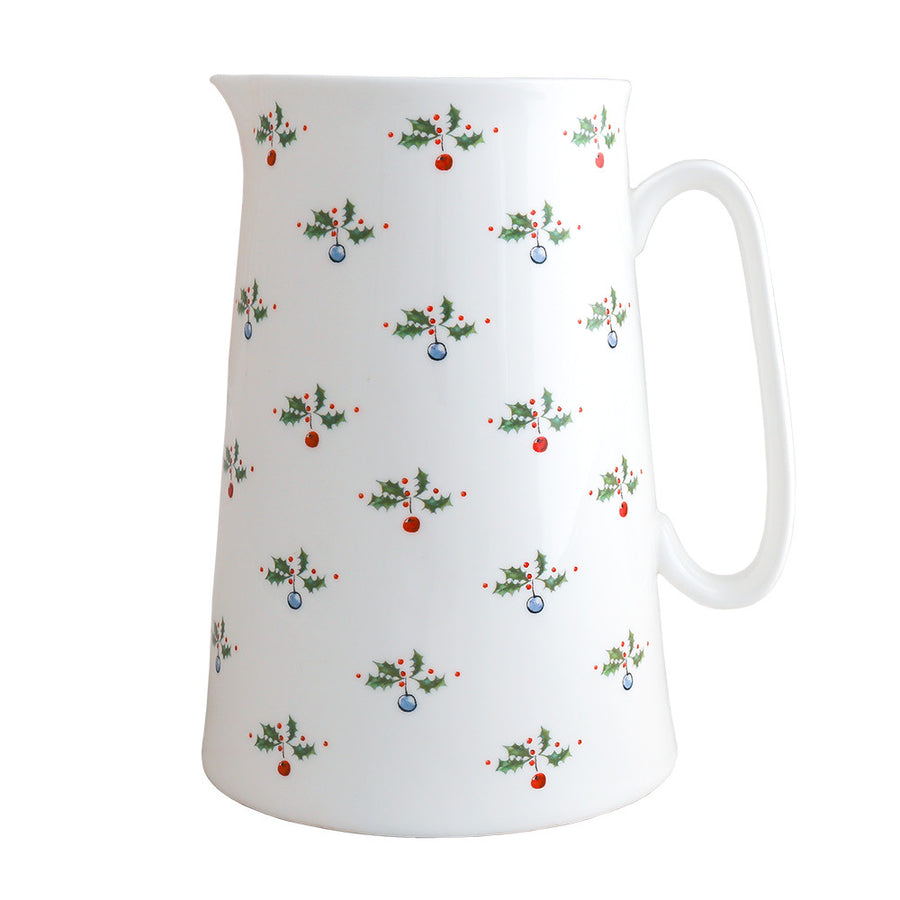 Holly and Berry Bone China Large Jug by Jane Abbott