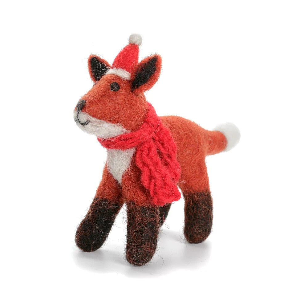 Fox in Hat & Scarf Felt Decoration
