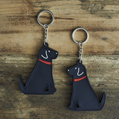 PVC Double-Sided Mischievous Mutts Key Ring - Black Lab