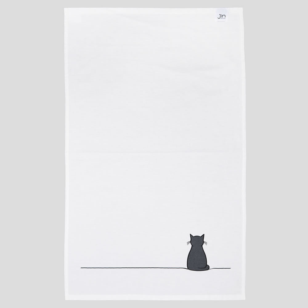 Sitting Cat Tea Towel by Jin Designs.