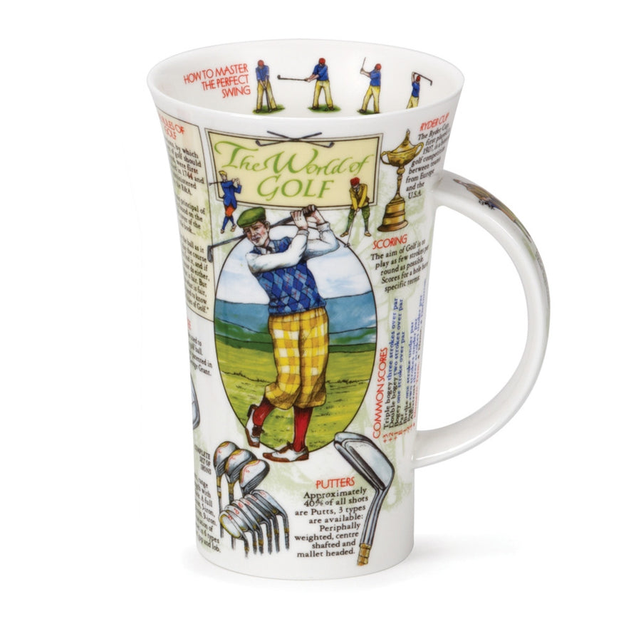 Dunoon fine bone china World of Golf mug in the Glencoe shape. Handmade in England.