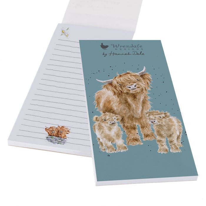'Highland Wishes' Cow Shopping List Pad by Hannah Dale for Wrendale Designs.