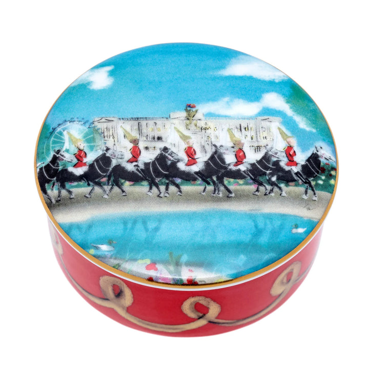 Life Guards on Parade Bone China Round Trinket Box