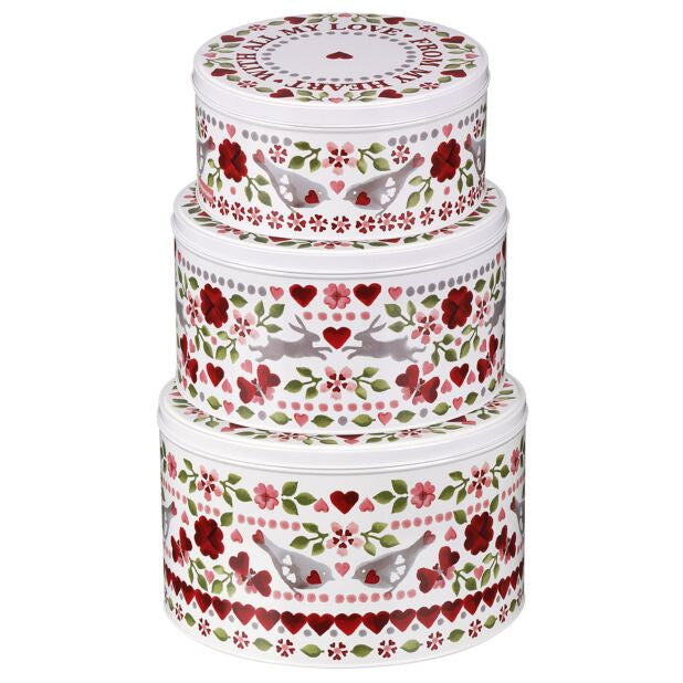 Emma Bridgewater Lovebirds Set of 3 Round Cake Tins