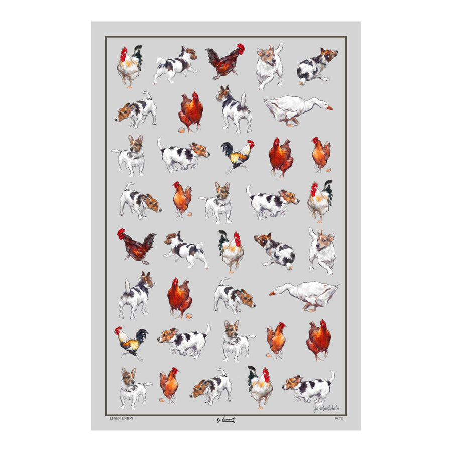 Farmyard Frolics Linen/Cotton Tea Towel by Samuel Lamont.