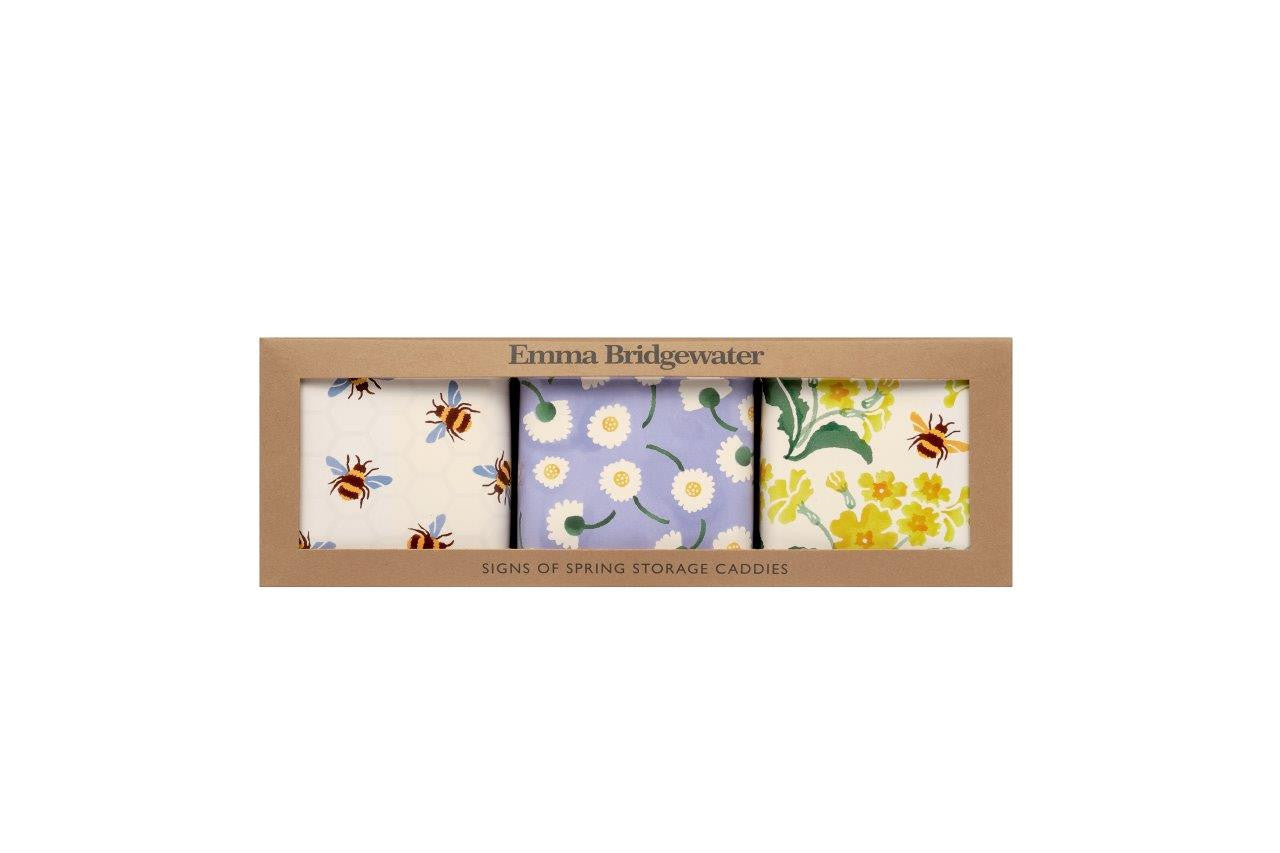 Forget Me Not & Primrose Set 3 Square Caddies by emma Bridgewater