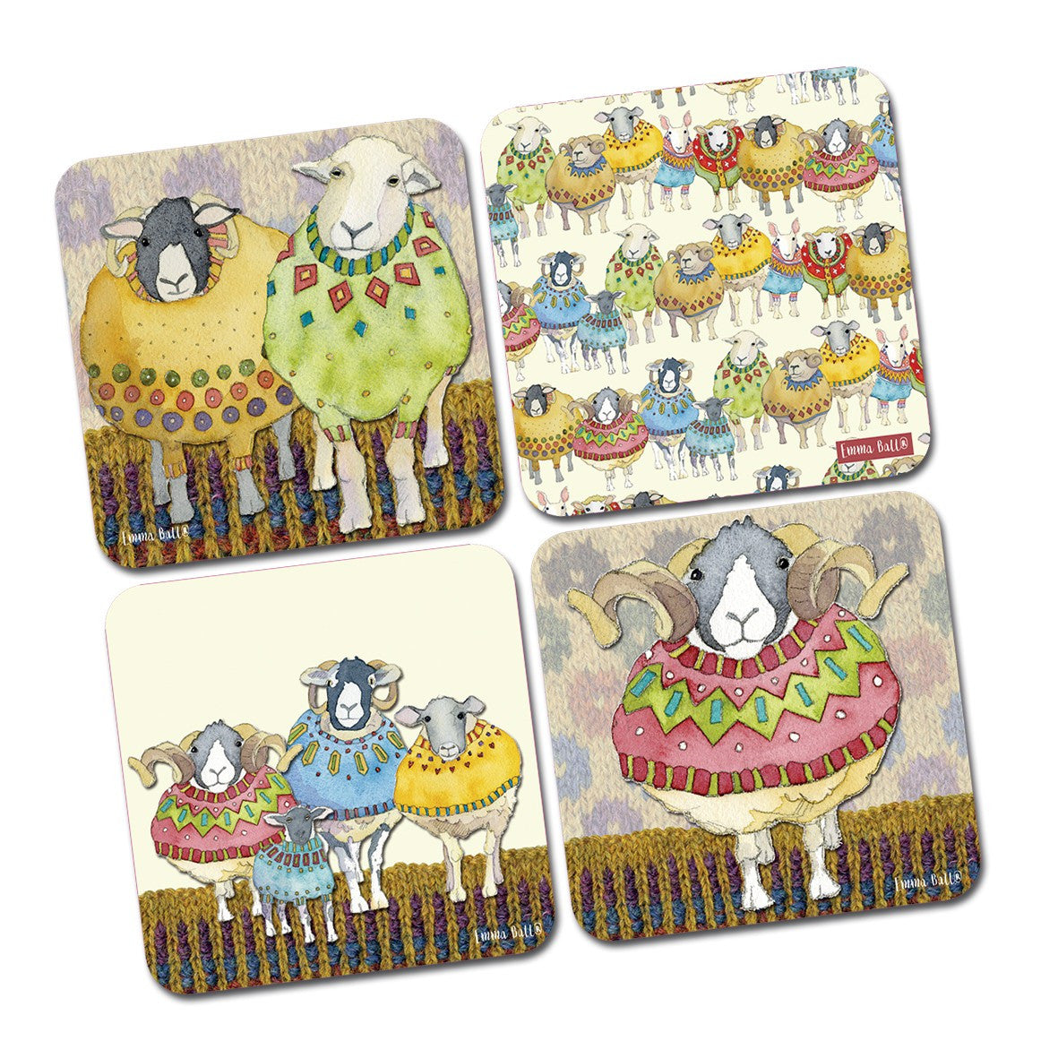 Sheep in Sweaters Coasters - Set of 4 from Emma Ball
