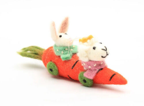 Carrot Car with Lamb & Bunny Felt Decoration by Amica Felt