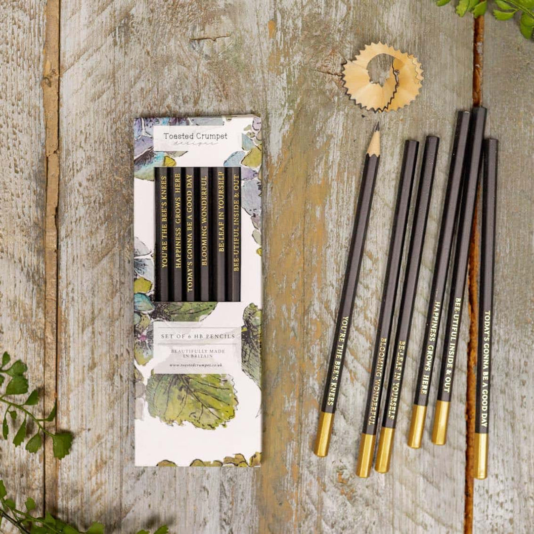 Hydrangea Set of 6 Pencils by Toasted Crumpet.