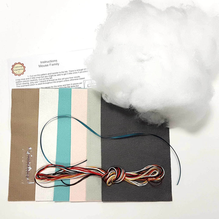 Mouse Family Wool Mix Felt Craft Kit by Corinne Lapierre