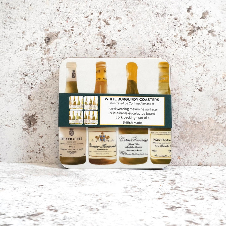 White Burgundy Coaster Set by Corinne Alexander
