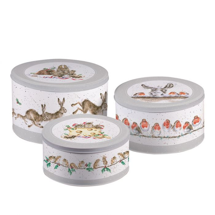 Christmas Set of 3 Cake Tins by Hannah Dale.