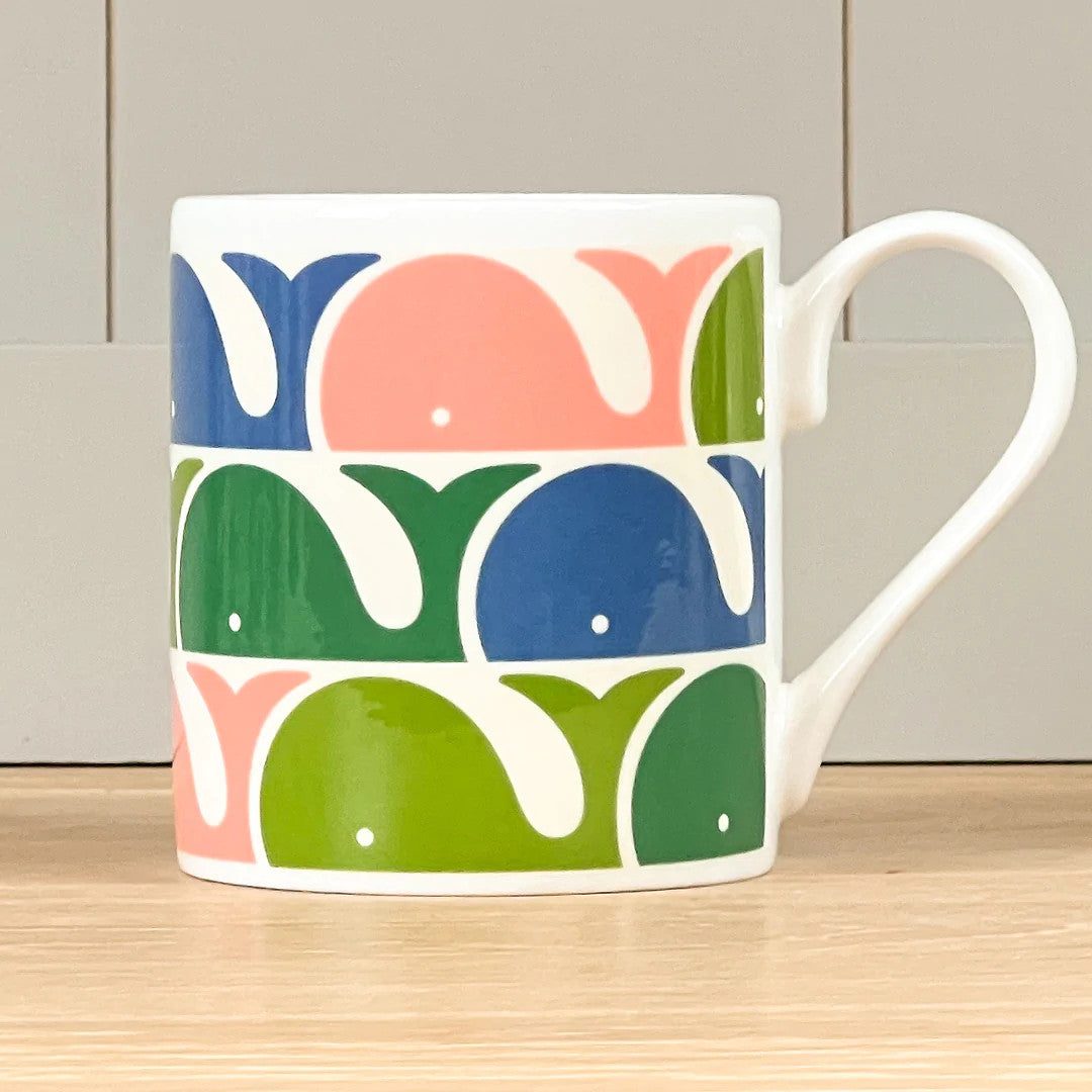 Whale Pink Bone China Mug by Orla Kiely
