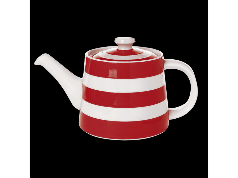 Cornishware Striped Large Rosie Teapot - red