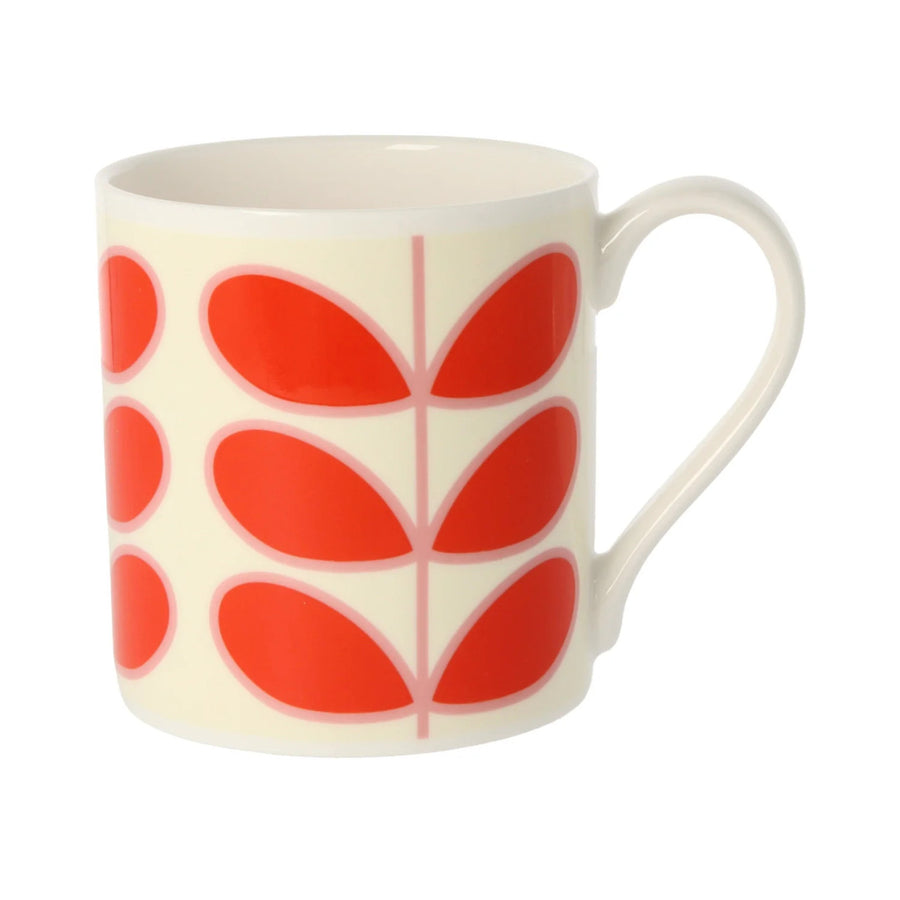 Linear Stem Red Bone China Mug by Orla Kiely