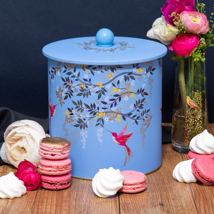 Cornflower Hummingbird Biscuit Barrel from British Lifestyle Brand Sara Miller.