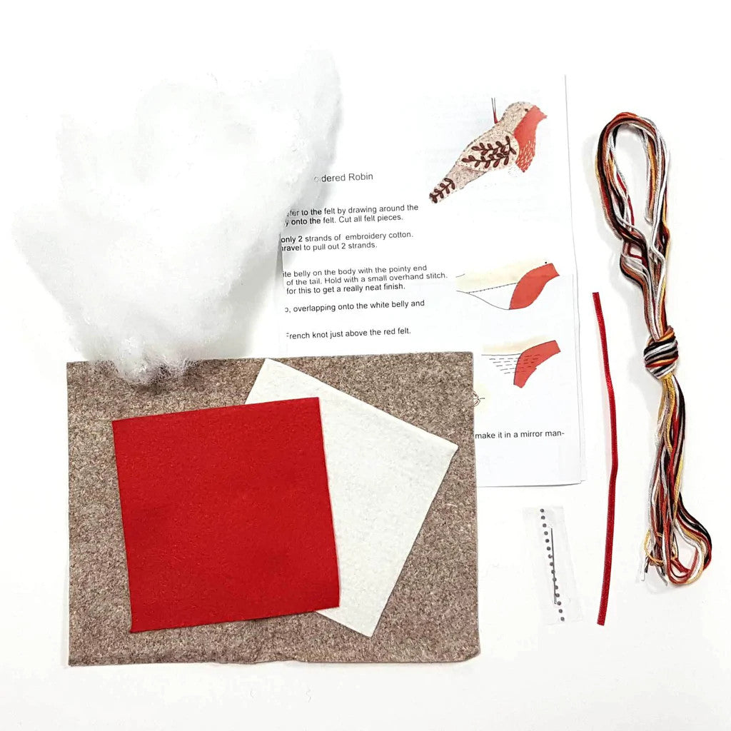 Embroidered Robin Wool Mix Felt Craft Kit by Corinne Lapierre