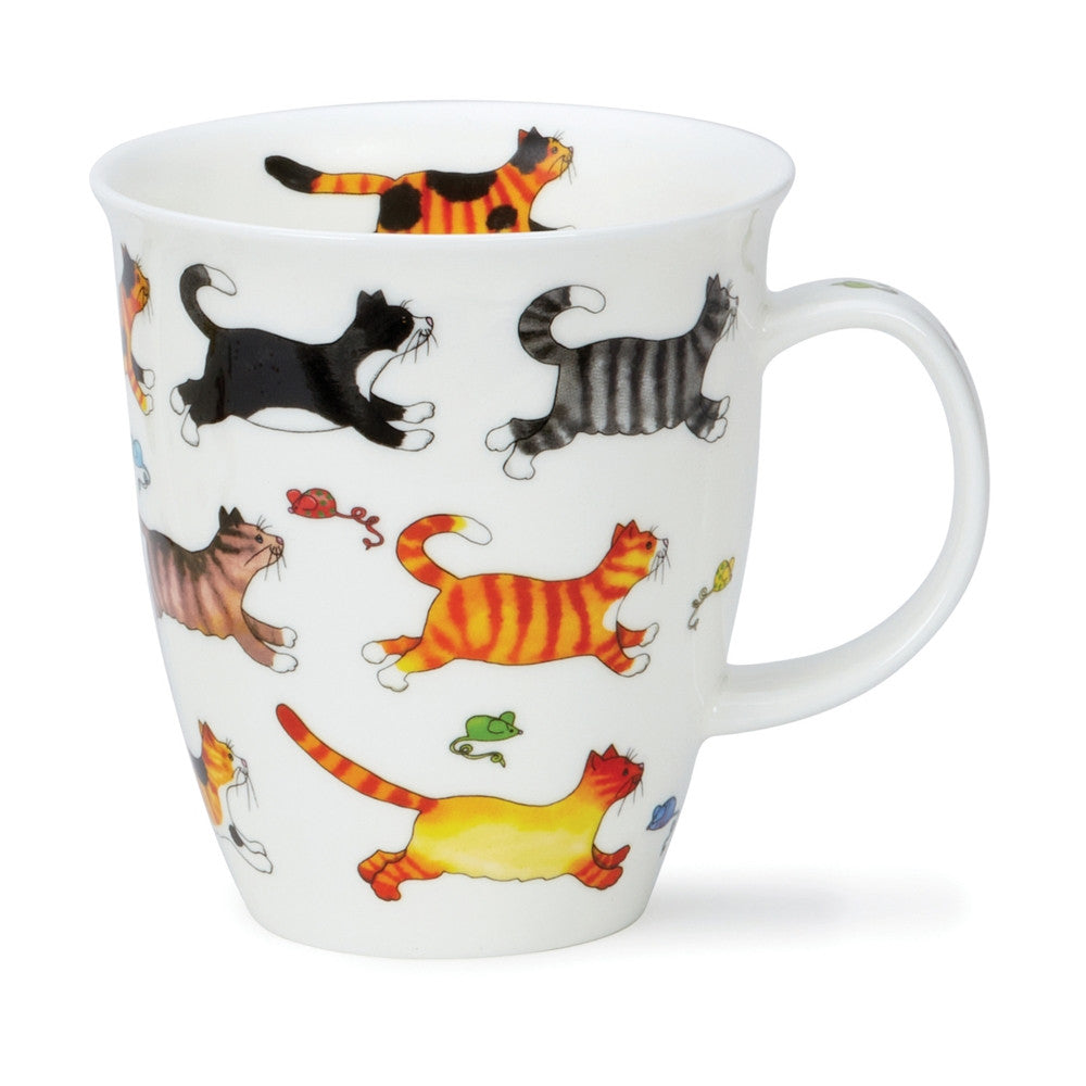 Dunoon Nevis On The Run Mug - Cats. Bone china, handmade in England.