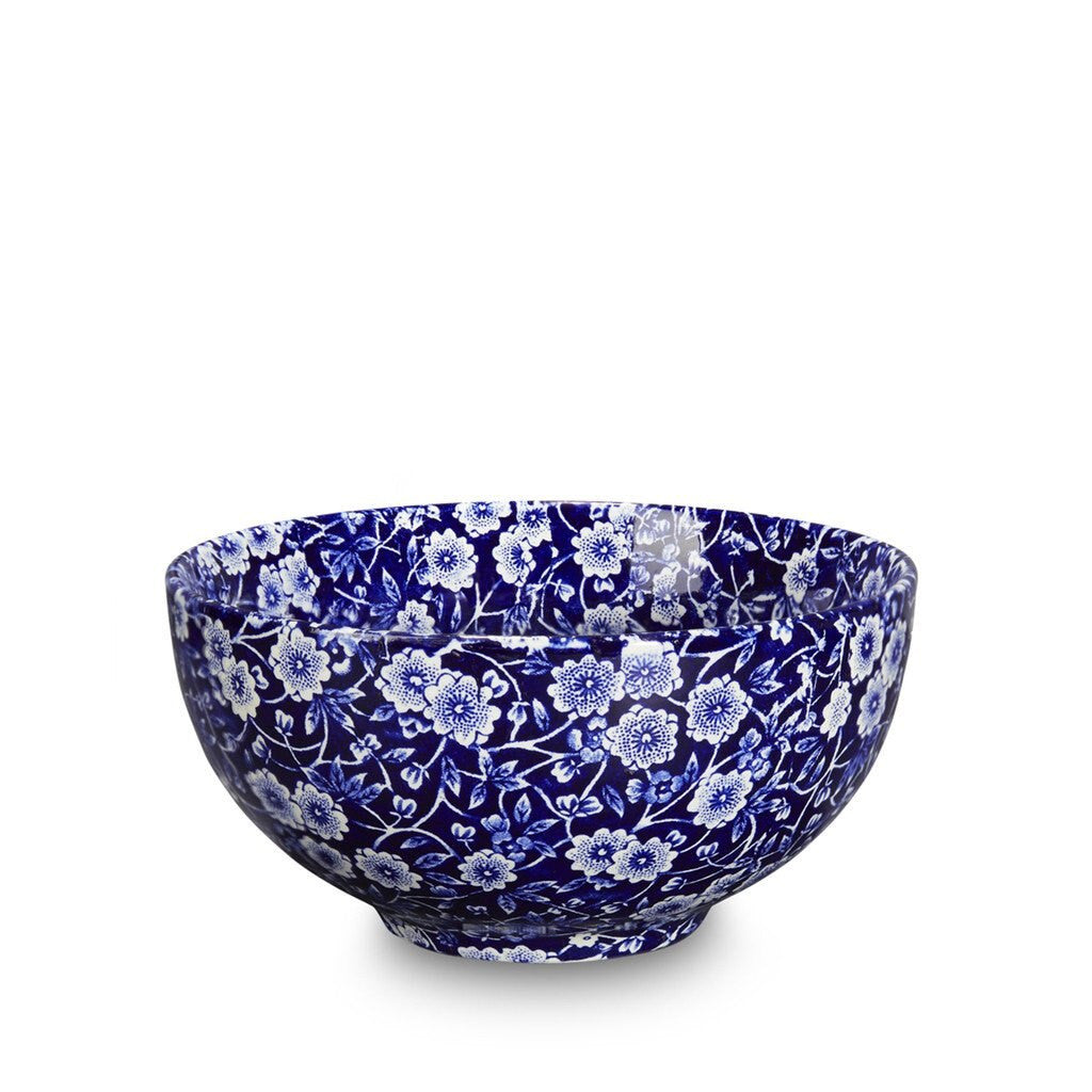 Burleigh Blue Calico Small Footed Bowl. Handmade in England